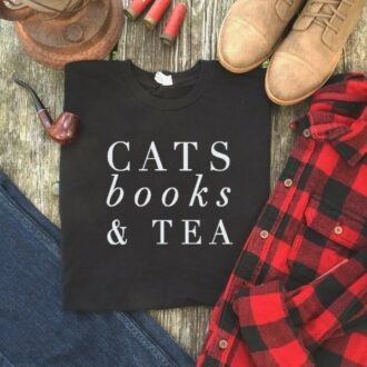 Дамска тениска Cats,books,tea