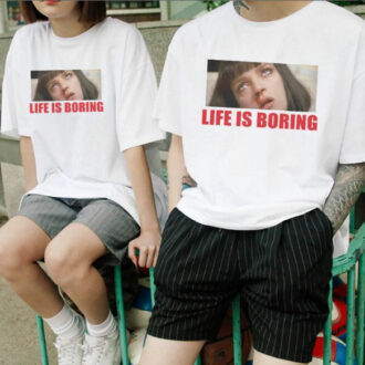 Тениски за двойки Life is boring DTG