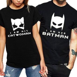 Тениски за двойки Catwoman and batman