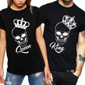 Тениски за двойки Skull King and Queen*black