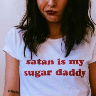 Дамска Тениска Satan is my sugar*white