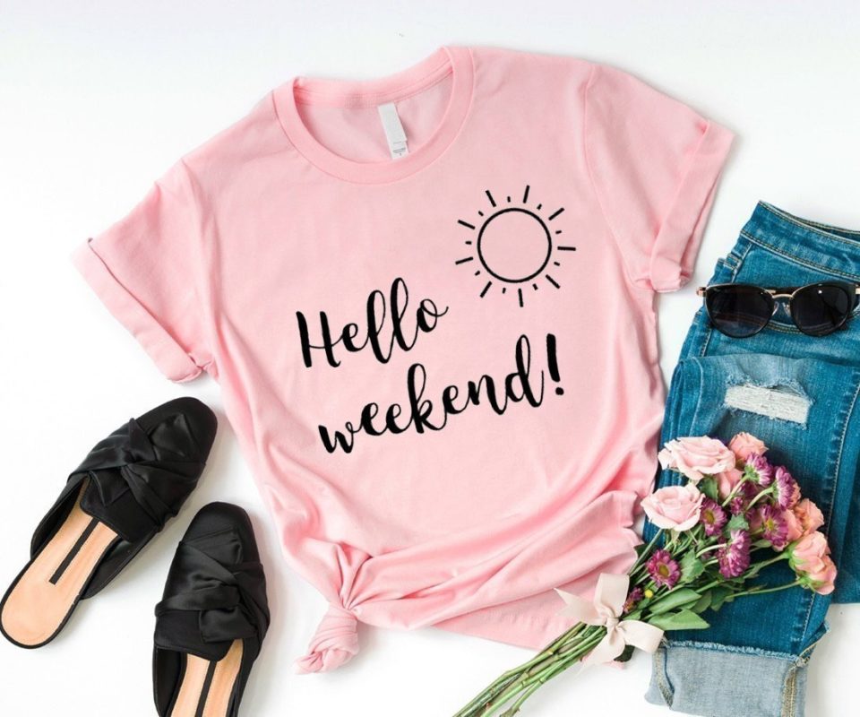 Дамска Тениска Hello Weekend!*pink