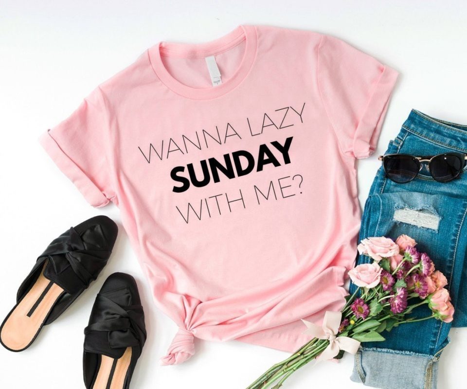 Дамска Тениска Lazy sunday with me?*pink