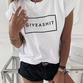 Дамска Тениска Give A Shit*white frame