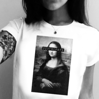 Дамска Тениска Psychopath Mona Lisa B&W DTG