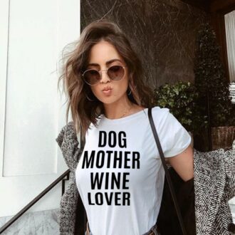 Дамска Тениска Dog Mother Wine Lover
