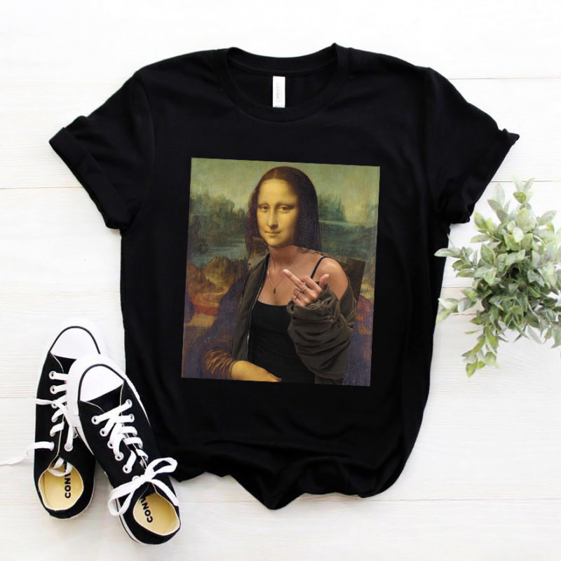 Дамска Тениска Mona Lisa Middle Finger DTG