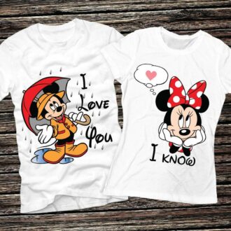 Тениски за двойки I Love You*Mickey DTG