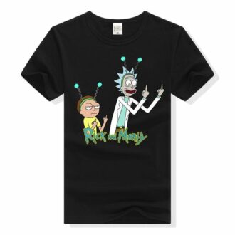 Мъжка Тениска Rick and Morty Middle Fingers DTG