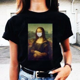 Дамска тениска Mona Lisa with mask against corona virus DTG