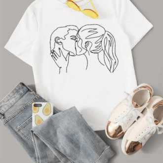 Дамска Тениска Line Art Kiss
