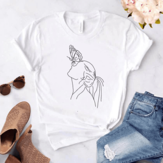 Дамска Тениска Girl & Butterfly