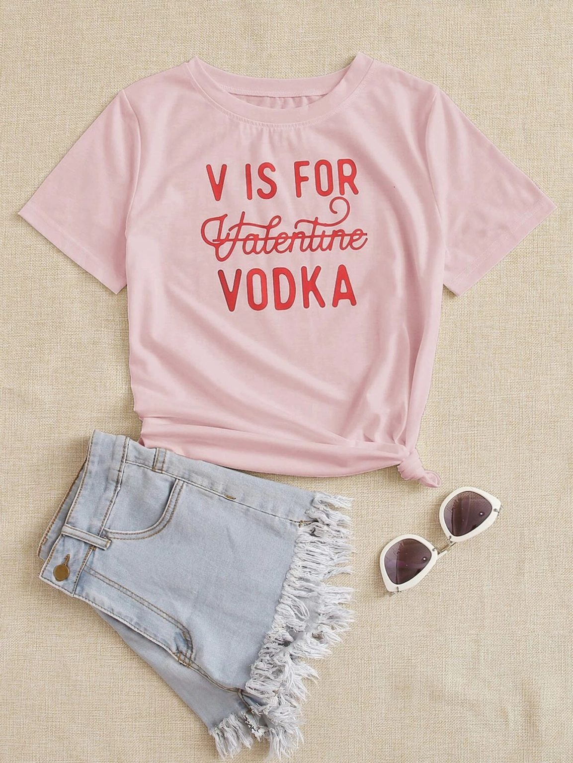 Дамска Тениска V is for Vodka*pink