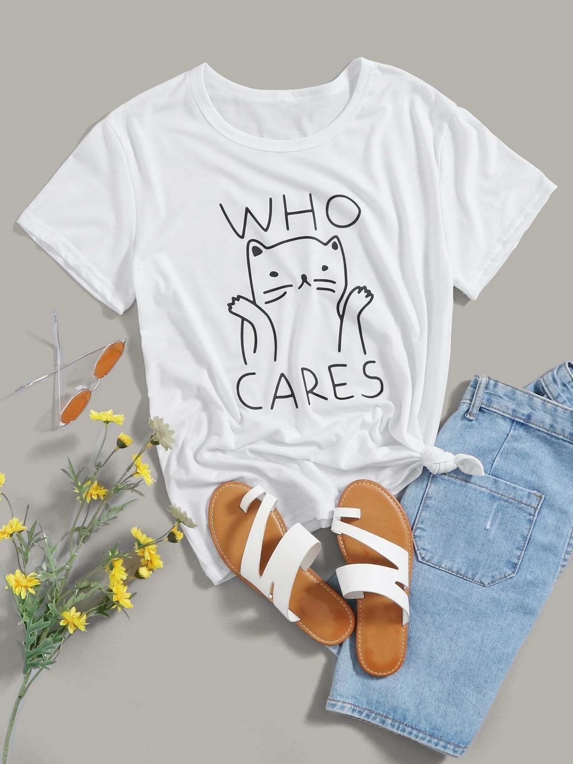 Дамска Тениска Who Cares Cat