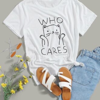 Дамска Тениска Who Cares Cat