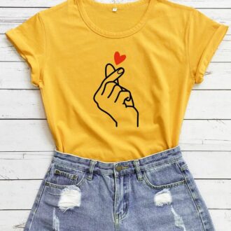 Дамска тениска Hand Heart*yellow