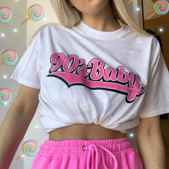 Дамска тениска 90's Baby*pink letters