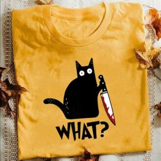 Дамска тениска What / Black Cat DTG