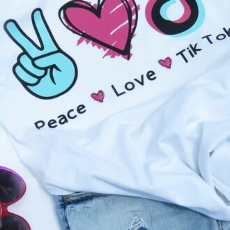 Дамска тениска Peace Love Tik Tok DTG