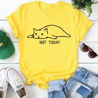 Дамска тениска Not today cat*yellow