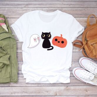 Дамска тениска Ghost. Cat. Pumpkin DTG