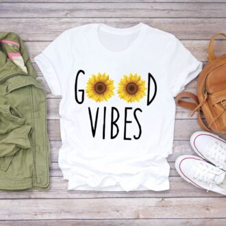 Дамска тениска Good Vibes / Sunflowers DTG