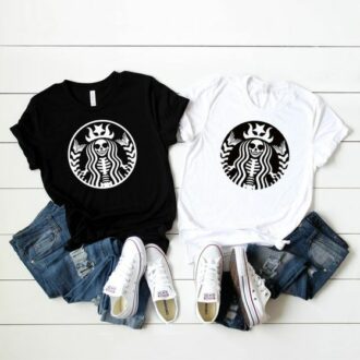 Тениски за приятелки Starbucks / Skull