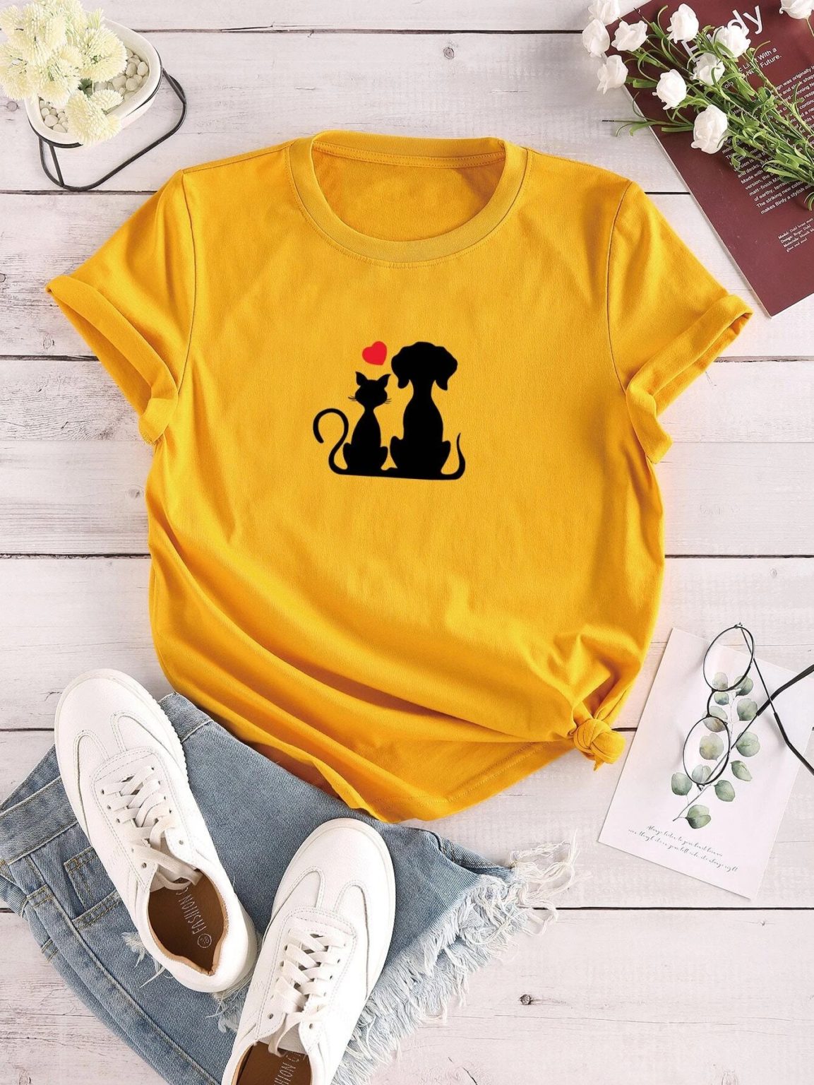 Дамска тениска Cat & Dog Love