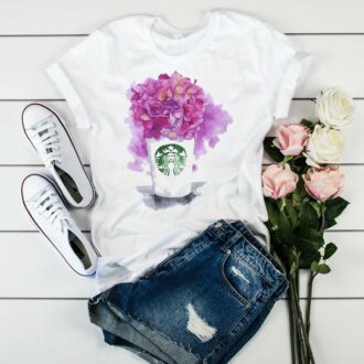 Дамска тениска Starbucks / Purple Flowers DTG