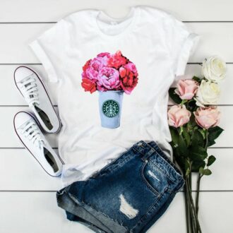 Дамска тениска Starbucks / Peonies DTG