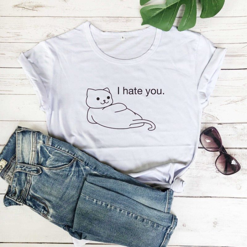 Дамска тениска I Hate You / Cat