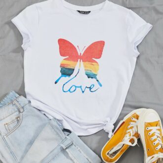 Дамска Тениска Sunset Butterfly Love DTG