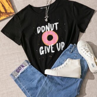 Дамска Тениска Donut Give Up 2021 DTG