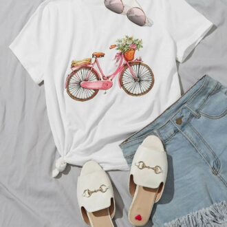 Дамска Тениска Flowers Bike DTG