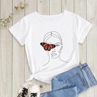 Дамска тениска Line Art / Butterfly DTG