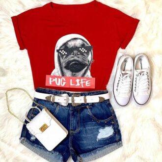 Дамска тениска Pug Life 2021 DTG