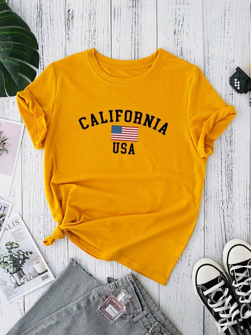 Дамска тениска California USA 2022 DTG