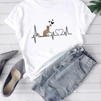 Дамска тениска Pulse heart/cat DTG