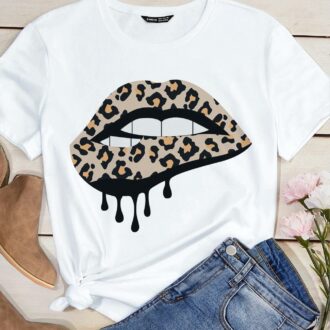 Дамска тениска Sexy Leopard Lips DTG