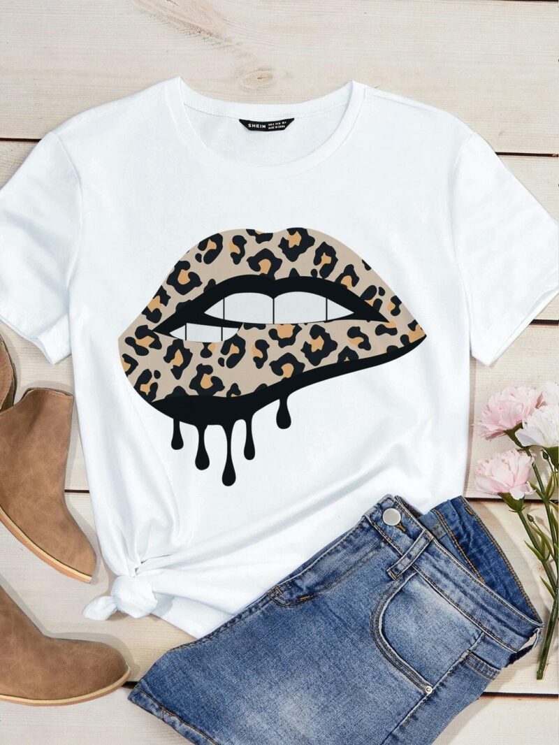 Дамска тениска Sexy Leopard Lips DTG