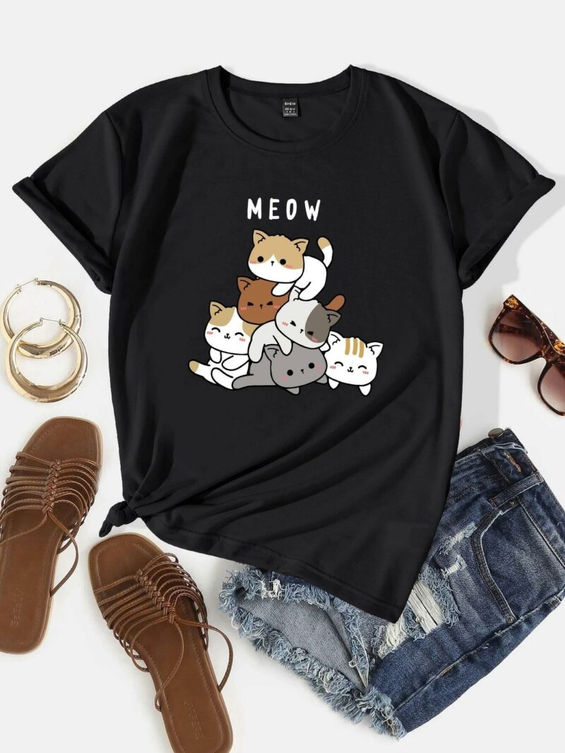 Дамска тениска MEOW*Japanese cats DTG