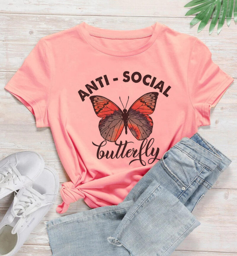 Дамска Тениска Anit-Social Butterfly 2024 DTG