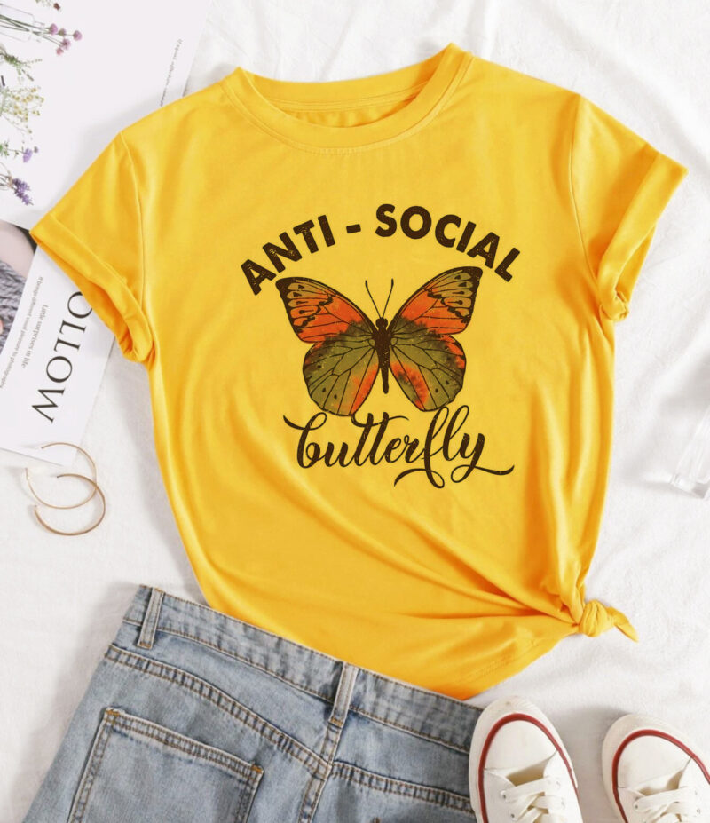 Дамска Тениска Anit-Social Butterfly 2024 DTG