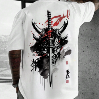 Мъжка oversize тениска Samurai Sword Back DTG