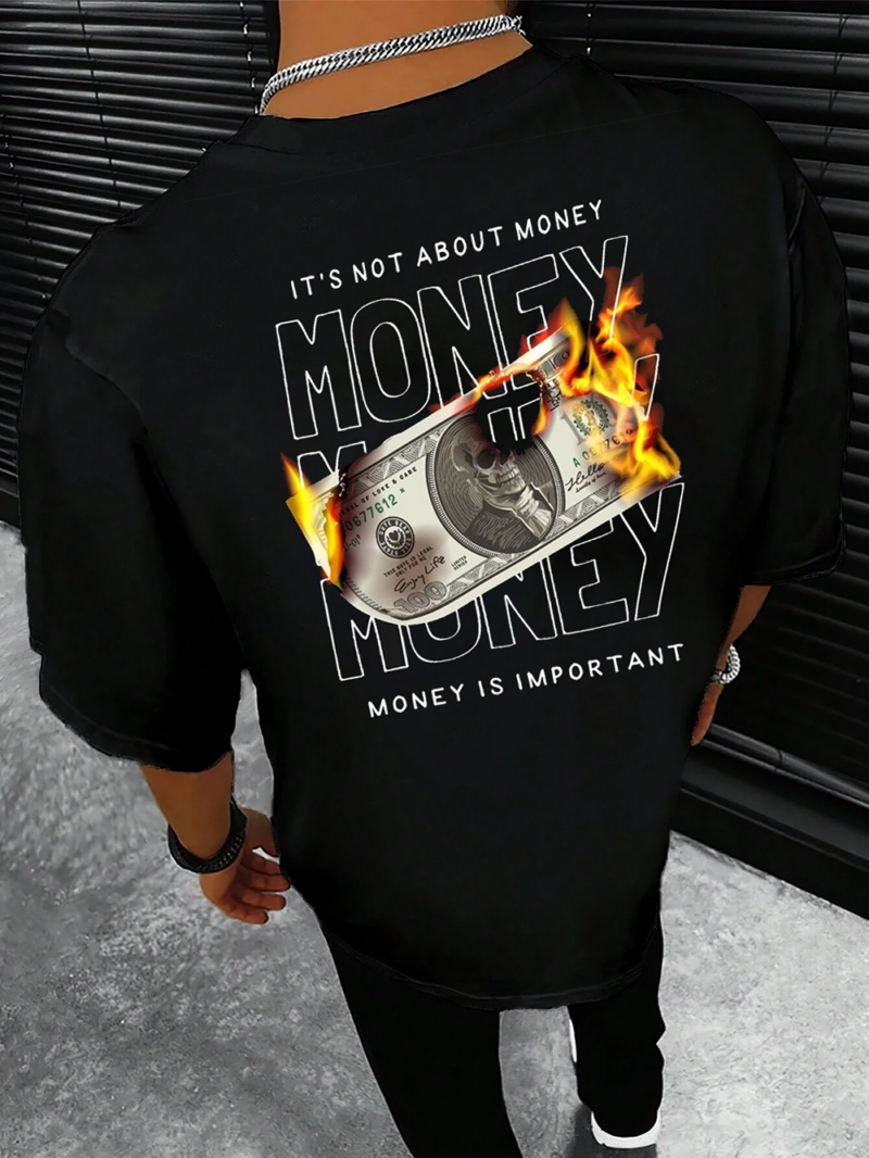 Мъжка oversize тениска Money Is Important Back DTG
