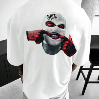 Мъжка oversize тениска Smile Gangsta Mask F/B DTG