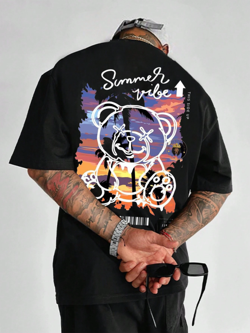 Мъжка Oversize Тениска Summer Vibe Bear Back DTG